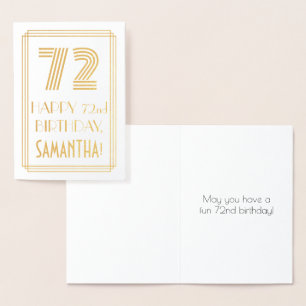 72. Geburtstag - Art Deco Inspiriert Look "72" & N Folienkarte