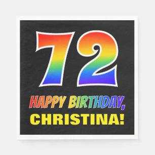 72. Geburtstag: kühl, Spaß, einfach, Regenbogen  Serviette