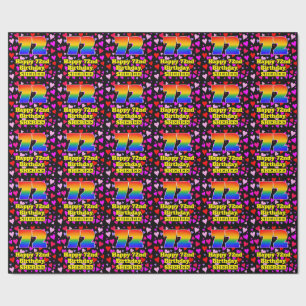 72. Geburtstag: Loving Hearts Pattern, Regenbogen  Geschenkpapier