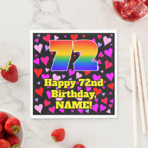 72. Geburtstag: Loving Hearts Pattern, Regenbogen Serviette