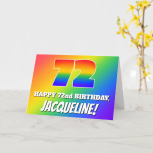 72. Geburtstag: mehrfarbiges Regenbogenmuster # 72 Karte