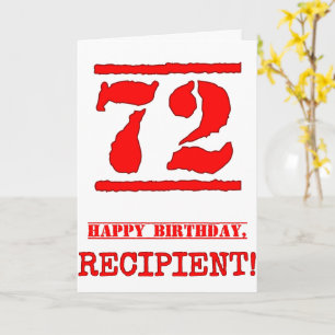72. Geburtstag: Spaß, Red Rubber Briefmarke Inspir Karte