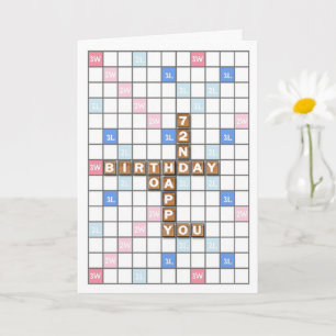 72. Geburtstag, Word Game Board Karte
