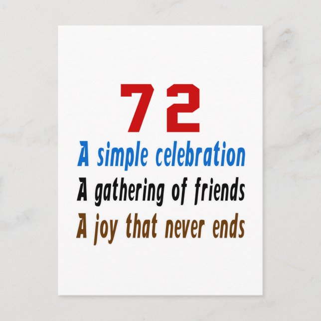 72 Geburtstagsdesigns Postkarte (Vorderseite)