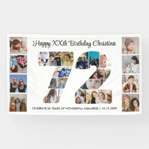 72. Geburtstagsfeier Nummer 72 Fotocollage Banner
