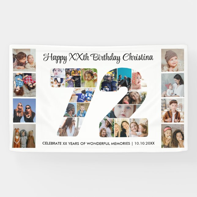 72. Geburtstagsfeier Nummer 72 Fotocollage Banner (Horizontal)