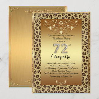 72. Geburtstagsparty 72., Royal Cheetah Gold plus Einladung