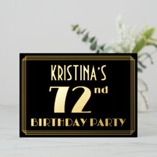 72. Geburtstagsparty: Art Deco Look "72", w/ Name Folieneinladung