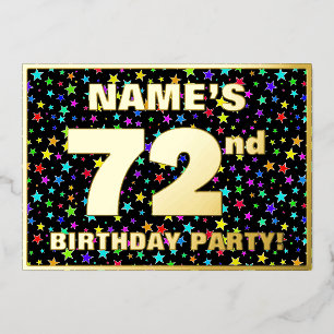 72. Geburtstagsparty — Fun, farbenfrohe Sternenmus Folieneinladung