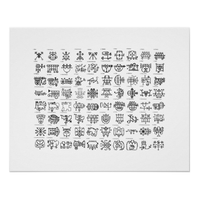 72 Goetia Sigils Wall Hexerei Dämonologie Magick Poster (Vorderseite)