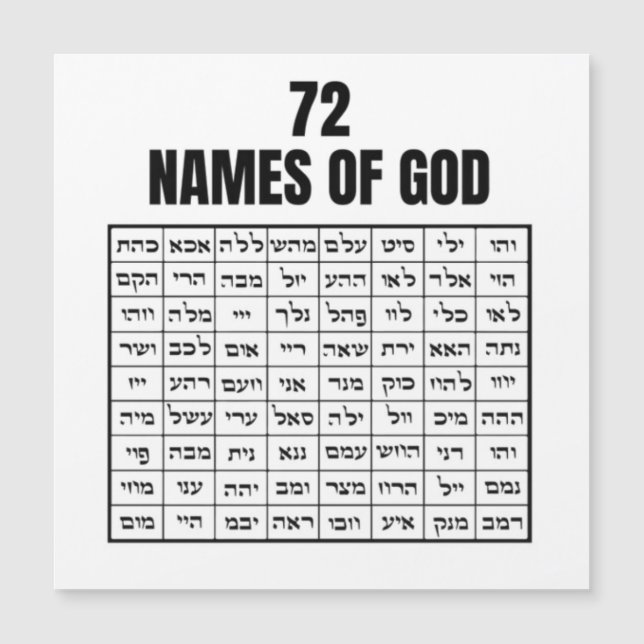 72 Names of God Magnetkarte (Vorderseite)