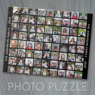 72 Square Foto Collage Grid mit Text - schwarz Puzzle