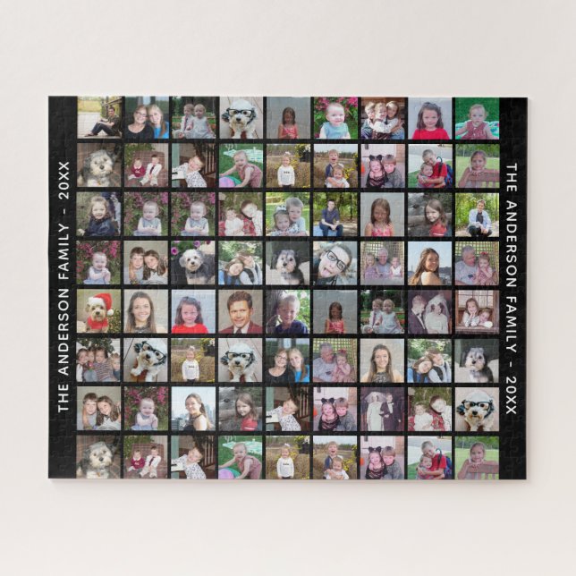 72 Square Foto Collage Grid mit Text - schwarz Puzzle (Horizontal)