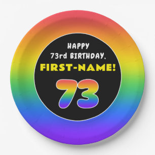 73. Geburtstag: Farbenfroher Regenbogen # 73, Indi Pappteller