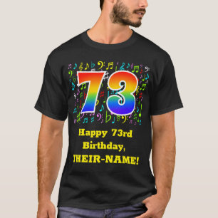73. Geburtstag: Farbige Musiksymbole, Regenbogen 7 T-Shirt