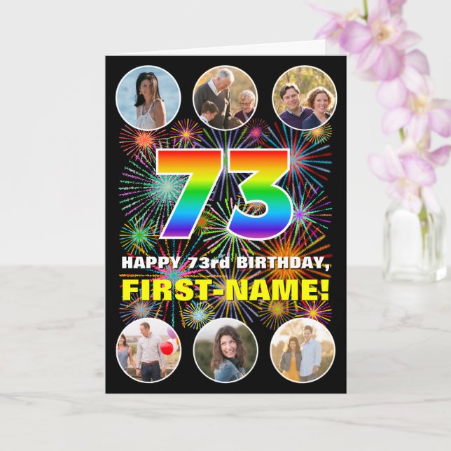 73. Geburtstag: Fun Rainbow #, Individuelle Name & Karte (Orchidee)