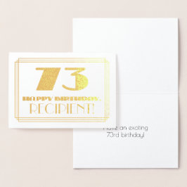 73. Geburtstag; Name + Art Deco Inspiriert Look "7 Folienkarte