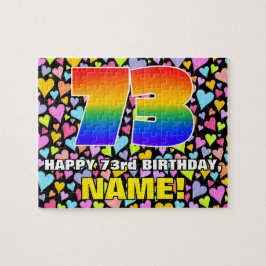 73. Geburtstag — Spaß, Liebende Herzformen + "73" Puzzle