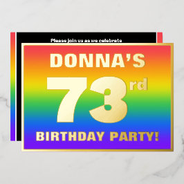 73. Geburtstagsparty: Spaß, farbenfrohe Regenbogen Folieneinladung