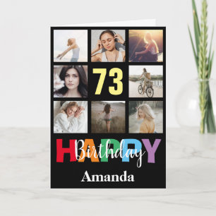 73. Happy Geburtstag Foto Collage Modern Black Karte