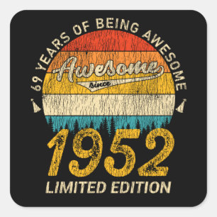 73 Jahre alt 1952 Retro Phantastisches 73. Geburts Quadratischer Aufkleber