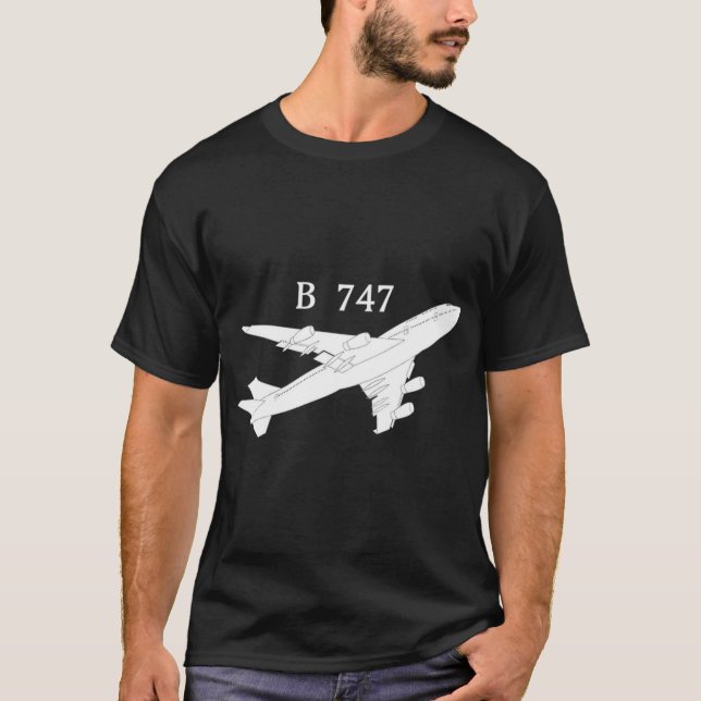 747 Shirt Handgezeichnetes grafisches TShirt-Flugz (Vorderseite)