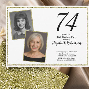 74. Custom Foto White und Gold Einladung