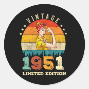 74. Geburtstag 1951 Vintage 74. Geburtstag Frauen Runder Aufkleber