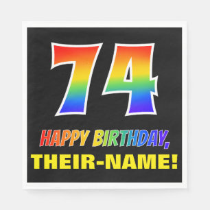 74. Geburtstag: Bold, Fun, Simple, Rainbow 74 Serviette