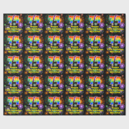 74. Geburtstag: Fun Fireworks, Rainbow Look # "74" Geschenkpapier