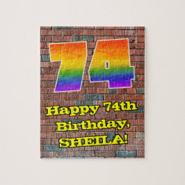74. Geburtstag: Fun Graffiti-Inspiriert Regenbogen Puzzle