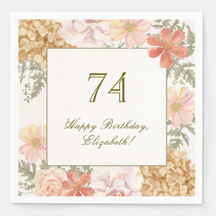 74. Geburtstag Serviette Herbstfarben Floral Elfen