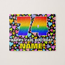 74. Geburtstag — Spaß, Liebende Herzformen + "74"