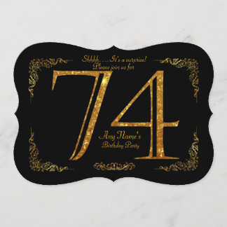 74. Geburtstagsparty 74., großartiges Gatsby, schw Einladung