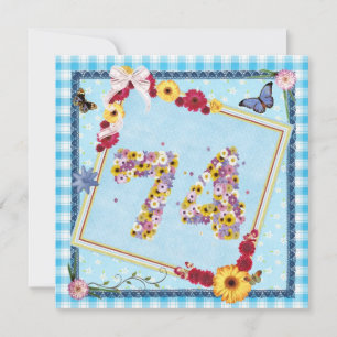 74. Geburtstagsparty Einladung Blume, Schmetterlin