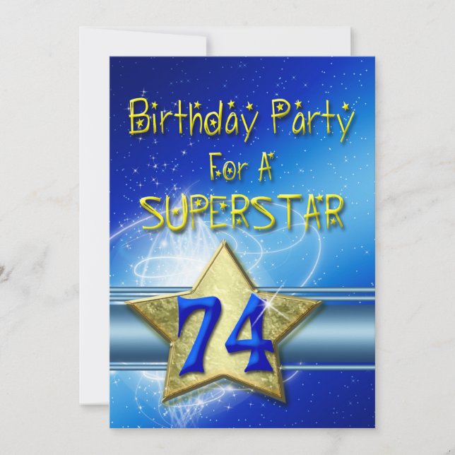74. Geburtstagsparty Einladung für einen Superstar (Vorderseite)