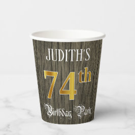 74. Geburtstagsparty - Imitate Gold & Imitate Wood Pappbecher