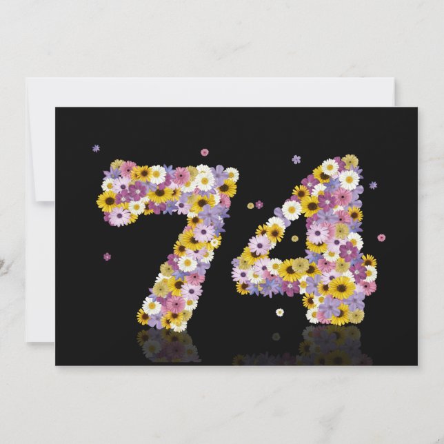 74. Geburtstagsparty mit Blumenbriefen Einladung (Vorderseite)