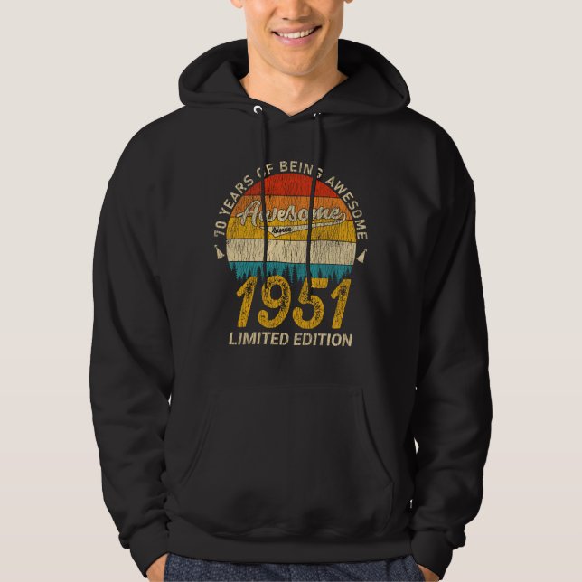 74 Jahre alt 1951 Retro Phantastisch 74. Geburtsta Hoodie (Vorderseite)