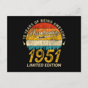 74 Jahre alt 1951 Retro Phantastisch 74. Geburtsta Postkarte