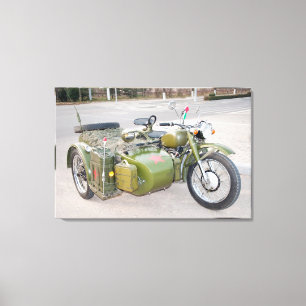 750B-2 Armeemotorrad mit Beiwagen verschwommen Leinwanddruck