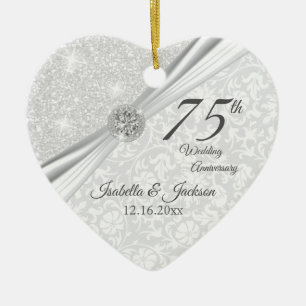75. Diamond Wedding Jubiläum Keramik Ornament