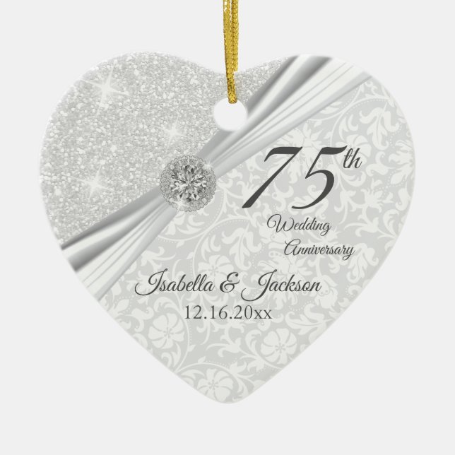 75. Diamond Wedding Jubiläum Keramik Ornament (Vorne)