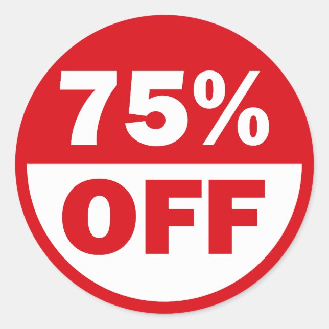 75% ERMÄßIGUNG RUNDER AUFKLEBER (Vorderseite)