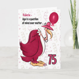 75. Funny Birthday Pink Buzzard mit Namen Karte