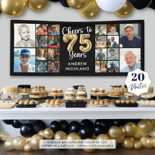 75. Geburtstag 20 Foto Collage Cheers to 75 Years Banner