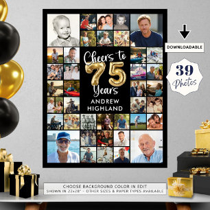 75. Geburtstag 39 Foto Collage Cheers to 75 Years Poster