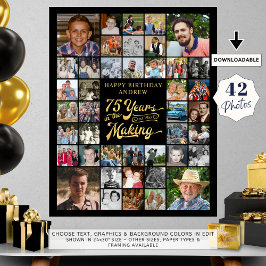 75. Geburtstag 42 Foto Collage JAHRE IM MAKING Poster
