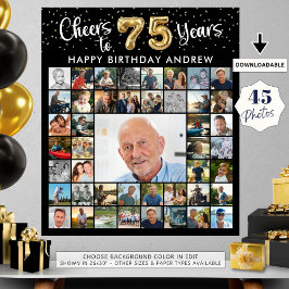 75. Geburtstag 45 Foto Collage Cheers to 75 Years Poster