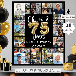 75. Geburtstag 51 Foto Collage Cheers to 75 Years Poster